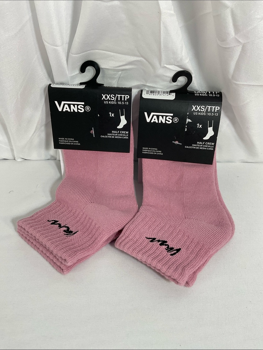 Vans Pink Ankle Socks with Black Logo - 2 pairs size XXS